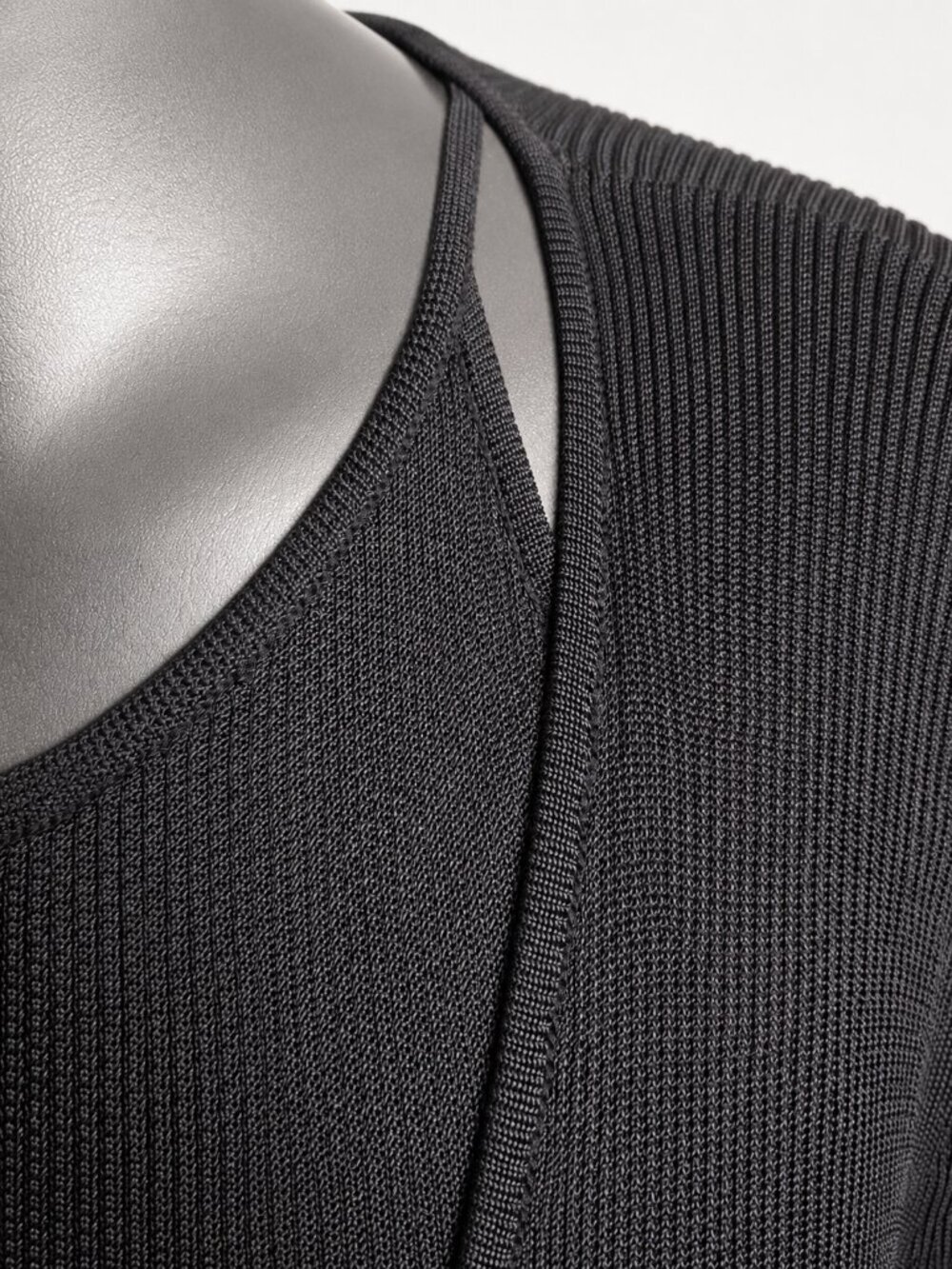 Laundry by Shelli Segal Black Ribbed Knit 2-Piece Cardigan & Tank Set Size L - Picture 6 of 13
